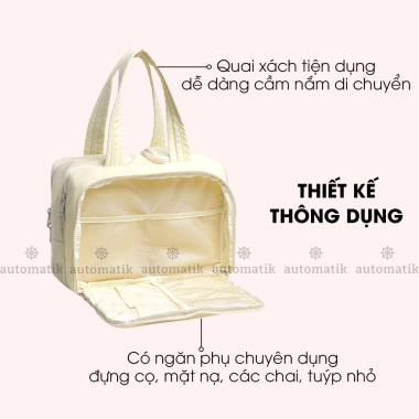 Túi Đựng Mỹ Phẩm 4 Ngăn Automatik - Túi Du Lịch Makeup Dung Tích Lớn Chống Thấm