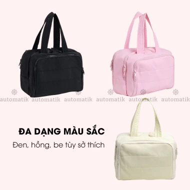 Túi Đựng Mỹ Phẩm 4 Ngăn Automatik - Túi Du Lịch Makeup Dung Tích Lớn Chống Thấm