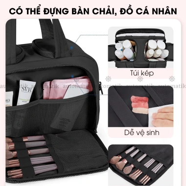 Túi Đựng Mỹ Phẩm 4 Ngăn Automatik - Túi Du Lịch Makeup Dung Tích Lớn Chống Thấm