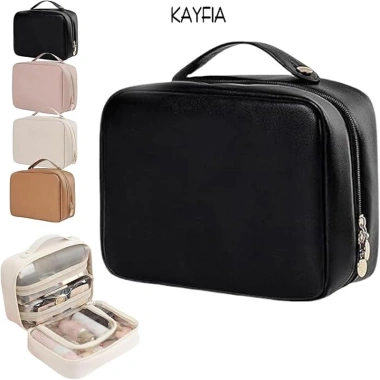 Túi Đựng Mỹ Phẩm Da PU Cầm Tay Khóa Kéo - KAYFIA Giá Ưu Đãi 120k