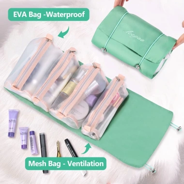 Túi Đựng Mỹ Phẩm Dung Lượng Lớn 4 Ngăn, Dây Kéo Chắc Chắn, Chống Thấm Nước, Giá 55.000 VND