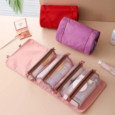 Túi Đựng Mỹ Phẩm Dung Lượng Lớn 4 Ngăn, Dây Kéo Chắc Chắn, Chống Thấm Nước, Giá 55.000 VND
