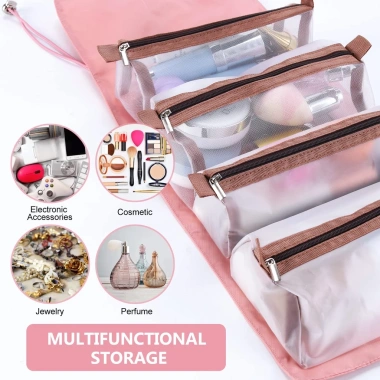 Túi Đựng Mỹ Phẩm Dung Lượng Lớn 4 Ngăn, Dây Kéo Chắc Chắn, Chống Thấm Nước, Giá 55.000 VND