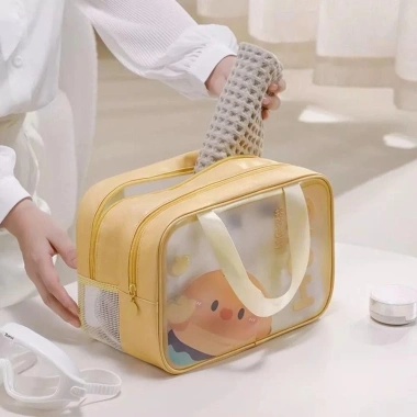 Túi đựng mỹ phẩm hoạt hình SZXBOGS PVC, khóa kéo chống thấm, dung lượng lớn 4