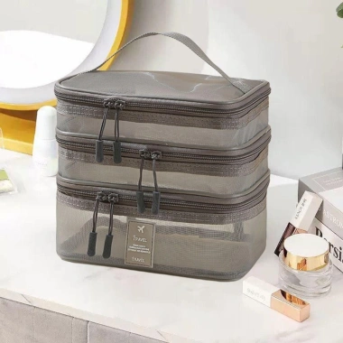 Túi đựng mỹ phẩm HOBBYHUB 3 lớp lưới trong suốt, đa chức năng, dung tích lớn, di động - 129.060₫