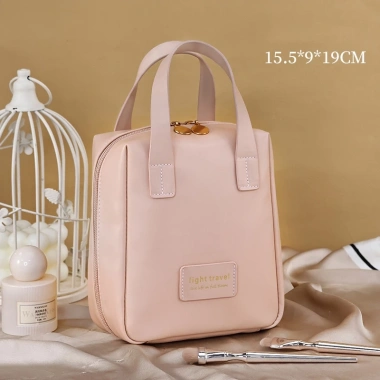 Túi Đựng Mỹ Phẩm Living C Da PU Chống Nước, Dung Tích Lớn, Màu Trơn, Khóa Kéo