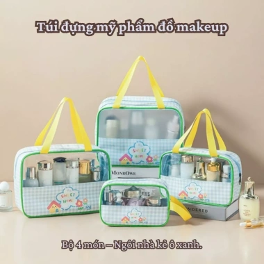Túi đựng mỹ phẩm MINODERM chống thấm nước, quai xách, khóa kéo - Giá 54.400đ