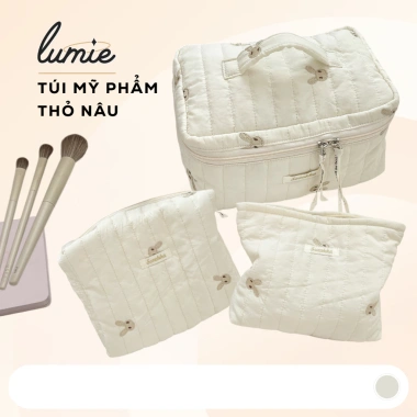 Túi đựng mỹ phẩm trang điểm vải Phao Dù thỏ nâu cỡ lớn – Tiện du lịch, chỉ 79.000₫