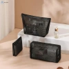 Túi đựng mỹ phẩm trong suốt lưới Jcaaap - Túi trang điểm đen nhỏ & lớn, du lịch di động, đựng son môi ISO 3