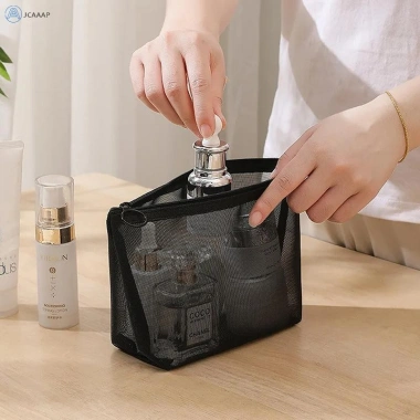 Túi đựng mỹ phẩm trong suốt lưới Jcaaap - Túi trang điểm đen nhỏ & lớn, du lịch di động, đựng son môi ISO 4 Túi đựng mỹ phẩm trong suốt lưới Jcaaap - Túi trang điểm đen nhỏ & lớn, du lịch di động, đựng son môi ISO 4