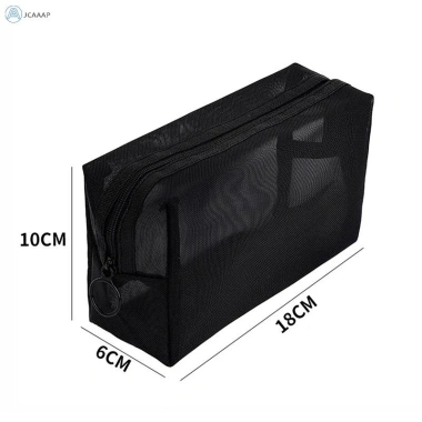 Túi đựng mỹ phẩm trong suốt lưới Jcaaap - Túi trang điểm đen nhỏ & lớn, du lịch di động, đựng son môi ISO