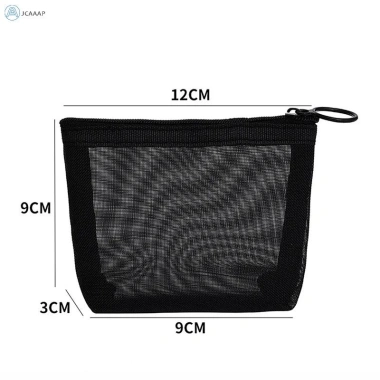 Túi đựng mỹ phẩm trong suốt lưới Jcaaap - Túi trang điểm đen nhỏ & lớn, du lịch di động, đựng son môi ISO