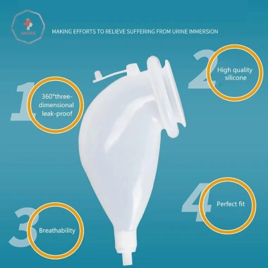 Túi đựng nước tiểu nam Aacar silicone ống thông, phễu tái sử dụng