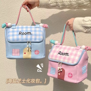 Túi đựng phân vùng dung tích lớn mẫu mới, túi trang điểm ngôi nhà 3D giá trị cao