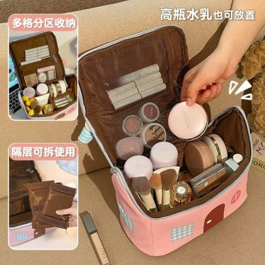 Túi đựng phân vùng dung tích lớn mẫu mới, túi trang điểm ngôi nhà 3D giá trị cao