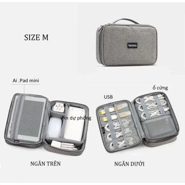 Túi Đựng Phụ Kiện Công Nghệ Chống Nước Đa Năng, Đựng Máy Tính Bảng, Cáp Sạc, Pin Dự Phòng, Mỹ Phẩm - 139k 5