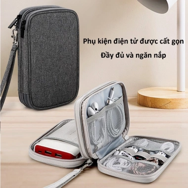 Túi đựng phụ kiện đa năng Poermax chống sốc, nhiều ngăn bảo vệ thiết bị - hộp dây sạc, tai nghe, 25.000 VND
