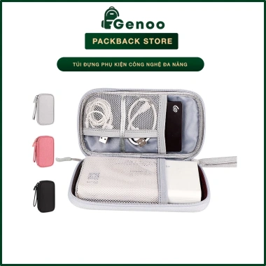 Túi đựng phụ kiện di động chống nước da, bảo vệ điện thoại, cáp, tai nghe - 40.000₫