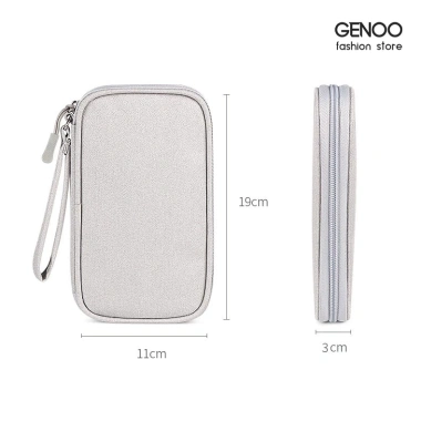 Túi đựng phụ kiện di động chống nước da, bảo vệ điện thoại, cáp, tai nghe - 40.000₫