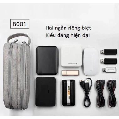 Túi đựng phụ kiện điện tử Baona Boona dạng dọc, chứa ổ cứng, pin dự phòng, dây sạc laptop B001 – Giá 135.000