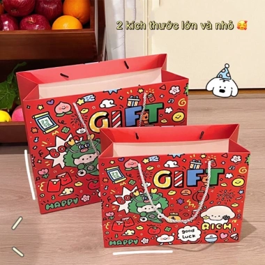 Túi Đựng Quà Sinh Nhật & Giáng Sinh - Nhiều Màu, Dễ Thương, Cỡ To, Quai Xách, Chống Nước 22.800đ 3