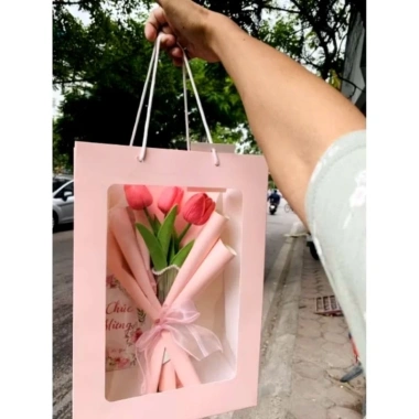 Túi Đựng Quà Tặng Trong Suốt, Trắng/Hồng Cửa Sổ Cao Cấp, Dày Dặn - 10.900₫