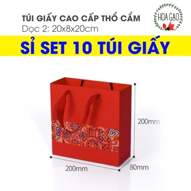 Túi đựng quà Tết 10 túi giấy đỏ thổ cẩm cao cấp - Giá ưu đãi 117.000đ 9 Túi đựng quà Tết 10 túi giấy đỏ thổ cẩm cao cấp - Giá ưu đãi 117.000đ 9