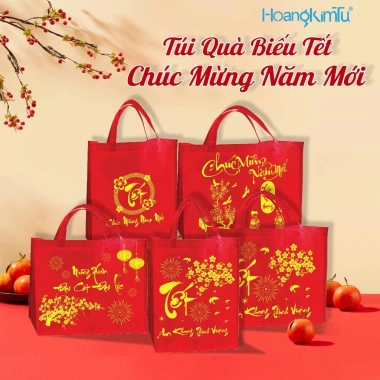 Túi Đựng Quà Tết Chúc Mừng Năm Mới - Vải Không Dệt Giá Xưởng, Thùng Bia, 100k