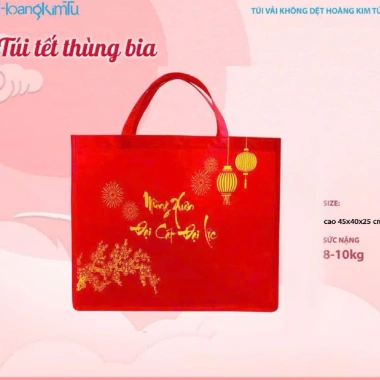 Túi Đựng Quà Tết Chúc Mừng Năm Mới - Vải Không Dệt Giá Xưởng, Thùng Bia, 100k