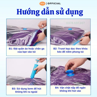 Túi Đựng Quần Áo Alix Hút Chân Không Nén Khí - Kiệm Diện Tích, Giá 13.364 VND 3