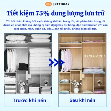 Túi Đựng Quần Áo Alix Hút Chân Không Nén Khí - Kiệm Diện Tích, Giá 13.364 VND 4