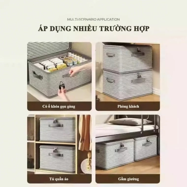 Túi Đựng Quần Áo Gấp Gọn DREAMOFLOVE Thùng Vải Đa Năng Có Nắp, Giá 89.700 VND 8