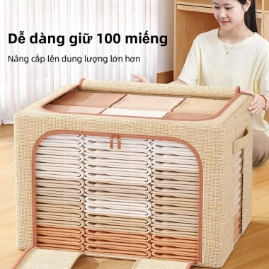 Túi Đựng Quần Áo Khung Thép 110L Đa Năng, Hộp Vải Cotton Cao Cấp, Tiện Lợi 2 Túi Đựng Quần Áo Khung Thép 110L Đa Năng, Hộp Vải Cotton Cao Cấp, Tiện Lợi 2