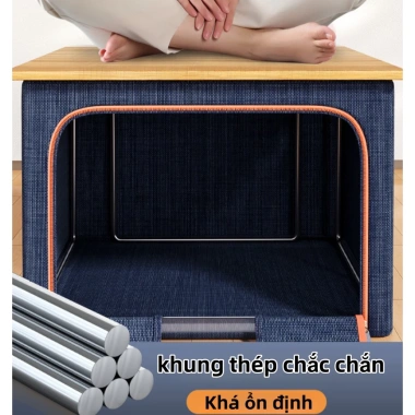 Túi Đựng Quần Áo Khung Thép 110L Đa Năng, Hộp Vải Cotton Cao Cấp, Tiện Lợi
