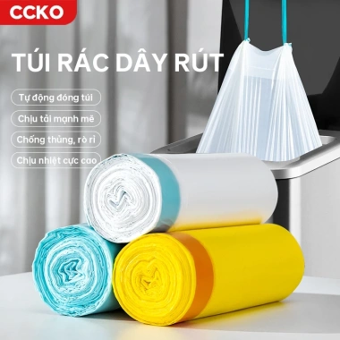 Túi đựng rác CCKO CK9.602 dây rút, cuộn đa kích 5L-40L, chịu lực cao, giá 120k