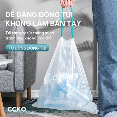 Túi đựng rác CCKO CK9.602 dây rút, cuộn đa kích 5L-40L, chịu lực cao, giá 120k