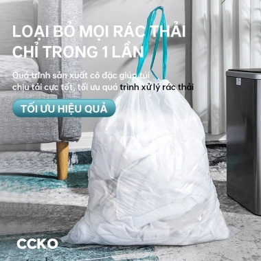 Túi đựng rác CCKO CK9.602 dây rút, cuộn đa kích 5L-40L, chịu lực cao, giá 120k 3 Túi đựng rác CCKO CK9.602 dây rút, cuộn đa kích 5L-40L, chịu lực cao, giá 120k 3