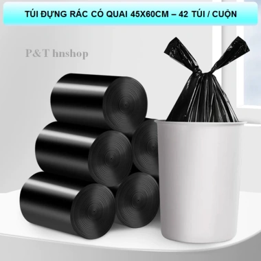 Túi đựng rác có quai 45x60cm - 42 túi/cuộn, siêu bền, giá chỉ 29.000₫