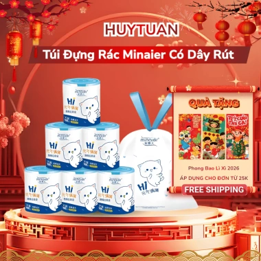 Túi đựng rác cuộn 40 túi dai, dây rút chống rò rỉ, không bám bẩn 45x50cm Giá 39.500₫