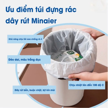 Túi đựng rác cuộn 40 túi dai, dây rút chống rò rỉ, không bám bẩn 45x50cm Giá 39.500₫