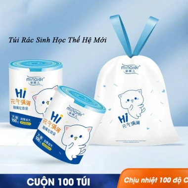 Túi đựng rác cuộn 40 túi dai, dây rút chống rò rỉ, không bám bẩn 45x50cm Giá 39.500₫
