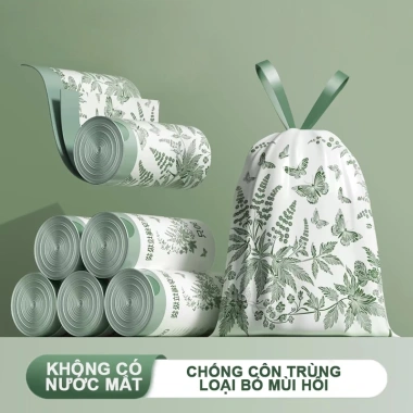 Túi đựng rác dây rút 32 túi cực dày dai, khóa kéo chống rò rỉ, giá ưu đãi 28.000đ