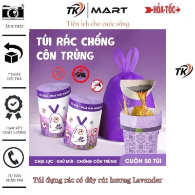 Túi đựng rác dây rút hương Lavender - Xua đuổi côn trùng, tiện dụng, giá 22.500 VND