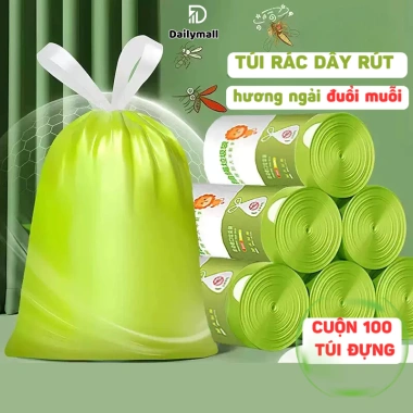 Túi đựng rác hương ngải 100 túi - Thơm mùi đuổi muỗi, côn trùng, an toàn sức khỏe, giá 35.000₫