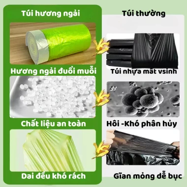 Túi đựng rác hương ngải 100 túi - Thơm mùi đuổi muỗi, côn trùng, an toàn sức khỏe, giá 35.000₫