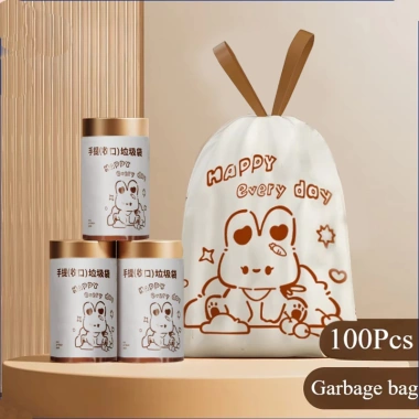 Túi đựng rác không rách dây rút cầm tay 100 gói - Siêu bền, tiện lợi cho gia đình, giá ưu đãi 103.400đ