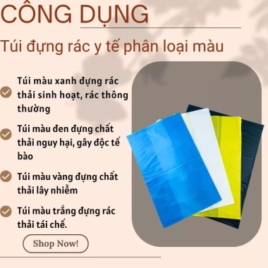 Túi đựng rác phân loại 4 màu vàng trắng xanh đen dày dai 1kg tự phân hủy tiết kiệm 3