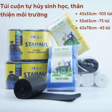 Túi đựng rác phân loại 4 màu vàng trắng xanh đen dày dai 1kg tự phân hủy tiết kiệm 7