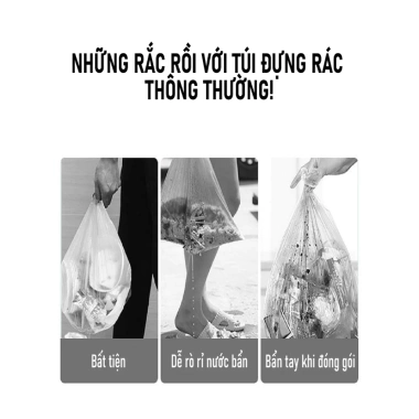 Túi đựng rác quai rút 45x50 cm siêu dai tự phân hủy 75 túi/cuộn Đen giảm giá 38.000₫