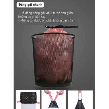Túi đựng rác quai rút 45x50 cm siêu dai tự phân hủy 75 túi/cuộn Đen giảm giá 38.000₫